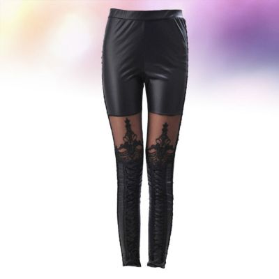 Womens Leggings High Waisted Women's Fashion Lace Splicing Miss